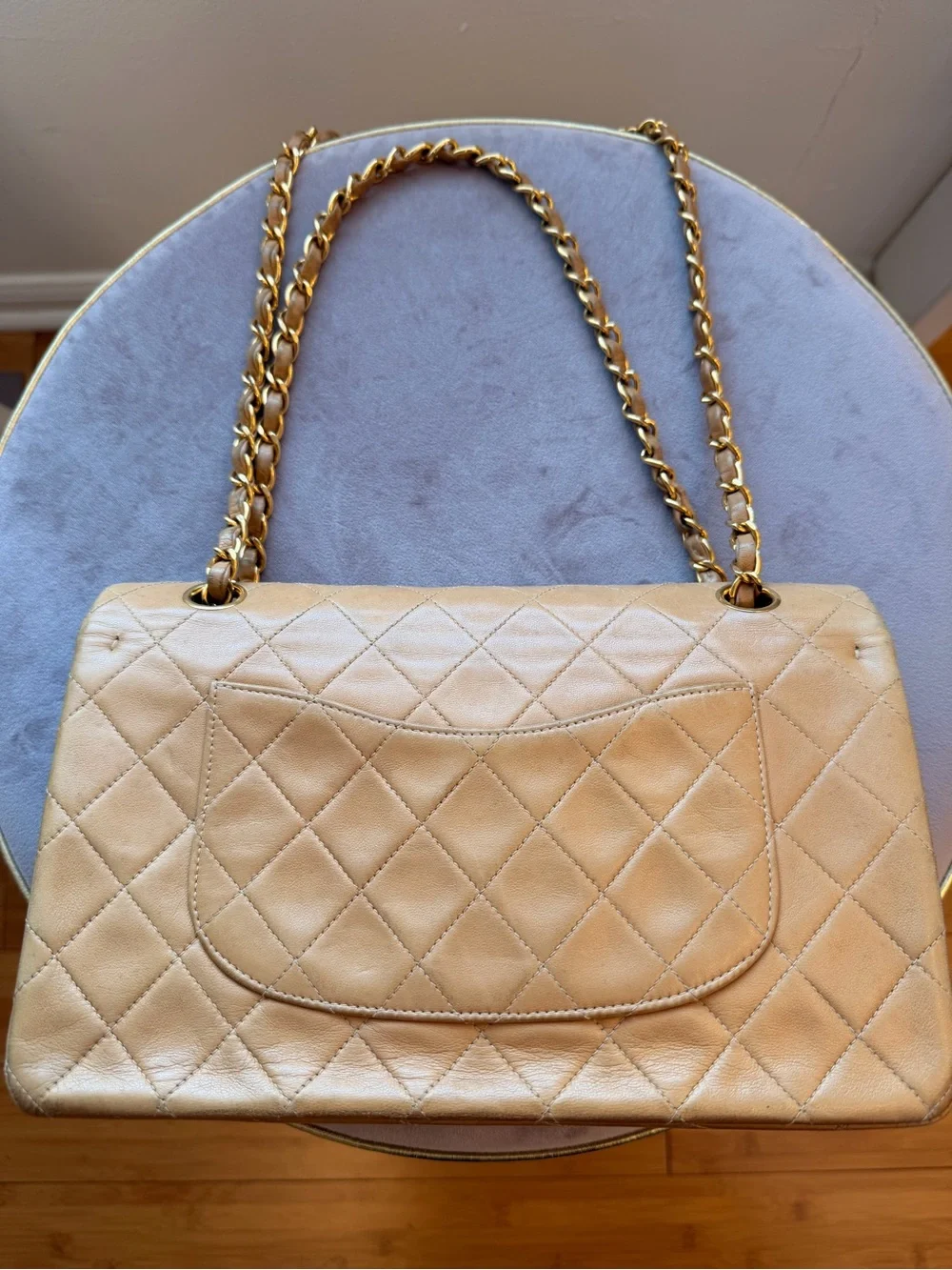 Chanel Vintage Double Flap Dark Beige Lambskin 24k gold plated handbag
